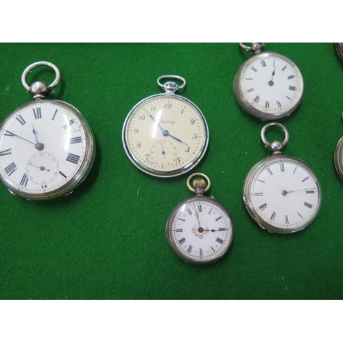 238 - A collection of 12 silver and base metal pocket watches including a wristwatch - none working