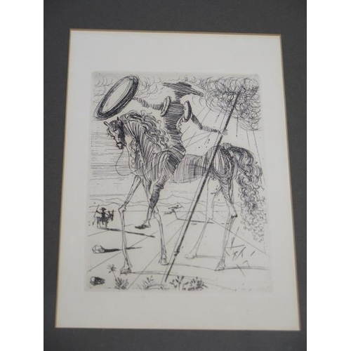 401 - An engraving of Don Quixote the original by Salvador Dali with Templeton and Rawlings COA verso, fra... 