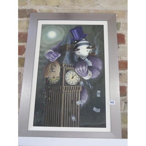 412 - A Peter Smith signed Limited Edition print on canvas on board The Rampant Jekylled Whatabanker 89/15... 