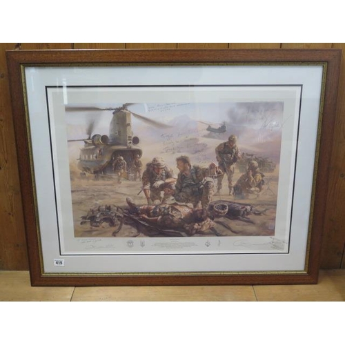 415 - A Battle Mist print by Stuart Brown 125/450 wit signatures - frame size 70cm x 88cm - good condition