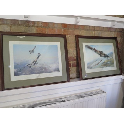 416 - Two signed Robert Taylor prints Tally Ho and Battle of Britain - 56cm x 38cm