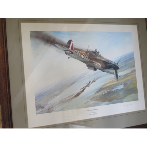 416 - Two signed Robert Taylor prints Tally Ho and Battle of Britain - 56cm x 38cm