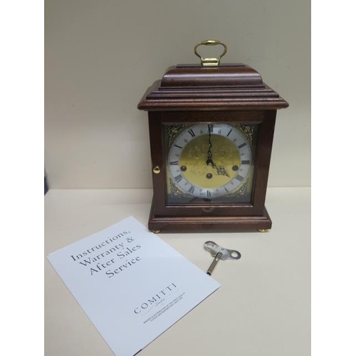 451 - A Comitti of London mahogany mantle clock with Hermle chiming movement in good working order - Heigh... 