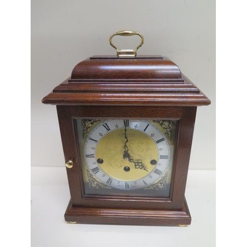 451 - A Comitti of London mahogany mantle clock with Hermle chiming movement in good working order - Heigh... 