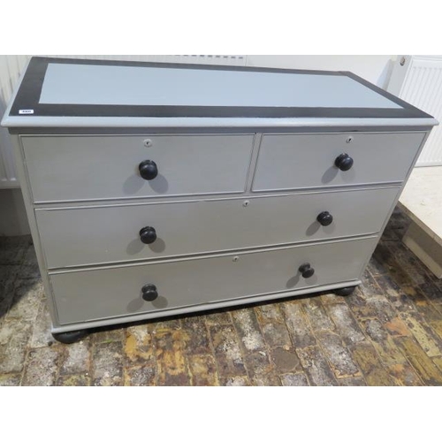 480 - A 19th century chest of drawers repainted in a grey colour with black knobs - Width 132cm x Depth 55... 