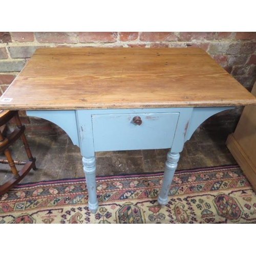 481 - A painted side table with a pine top and pull down door - Width 90cm x Height 70cm