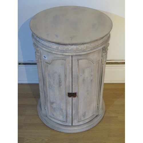 553 - A new painted cylindrical two door painted cupboard/sidetable - Height 72cm - boxed