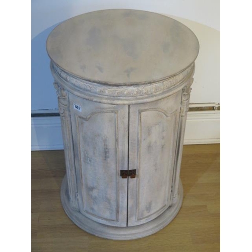 554 - A new painted cylindrical two door painted cupboard/sidetable - Height 72cm - boxed