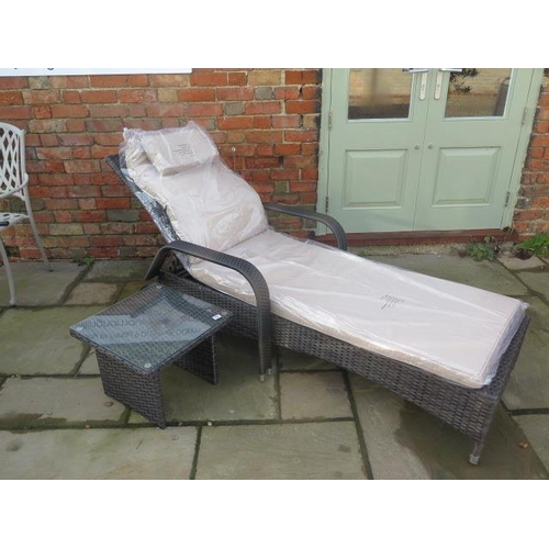 557 - A new Maze Rattan Florida sun lounger with a drinks table - cheapest internet prince £279 - boxed