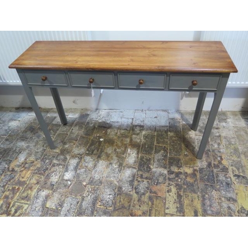 590 - A new painted four drawer hall table with a polished pine top made by a local craftsman to a high st... 