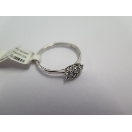 83 - A 9ct white gold six stone diamond ring size O - ex jewellers stock - as new condition - RRP £649