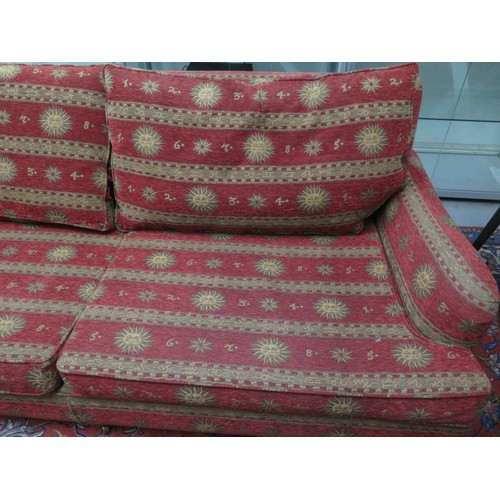 584 - A modern sofa in sun motif fabric - Width 210cm x Height 81cm x Depth 108cm - in good condition