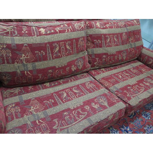 583 - A modern sofa in Egyptian motif fabric - Width 210cm x Height 81cm x Depth 108cm - in good condition