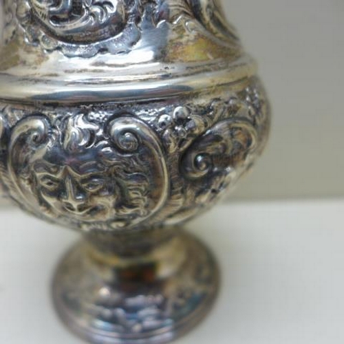 116 - An embossed silver sifter - Height 22cm - London 1901/02 GF - approx weight 10.5 troy oz - small den... 