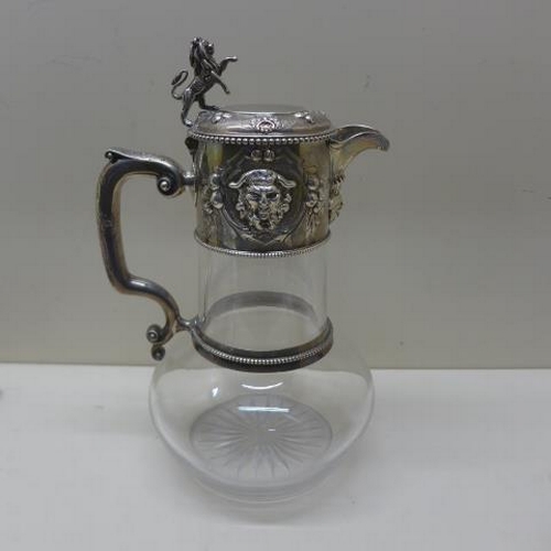 117 - A good Victorian Baccanalian claret jug with silver handle and top London 1857/58 IF John Figg no 20... 