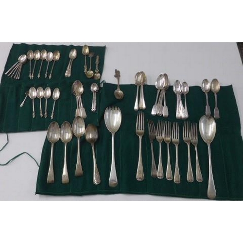 A collection of assorted silver flatware various dates and makers - 60 pieces in total - approx weight 41 troy oz