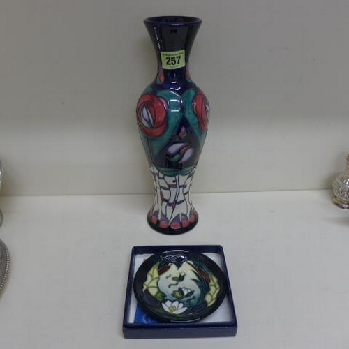 257 - A Moorcroft vase and dish