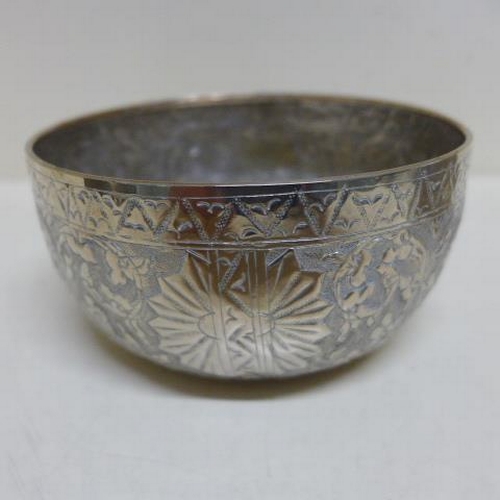 84 - An Eastern white metal bowl - Diameter 11cm - and two hallmarked silver bowls - total weight approx ... 