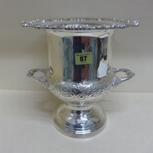 87 - A silver plated twin handle Elkington Champagne wine ice bucket - Height 26cm x Diameter 25cm top