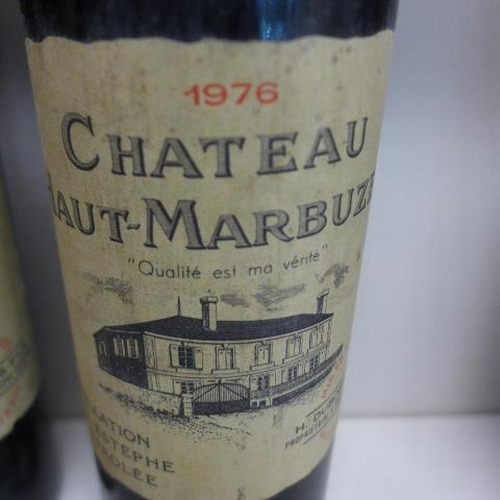 486 - Two bottles of Chateau Haut-Marbuzet red wine 1978 - levels good on one, slightly low on the other, ... 