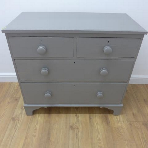 575 - A 19th century pine chest with two short over two long drawers painted in Farrow and Ball Moles brea... 