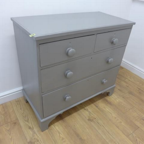 575 - A 19th century pine chest with two short over two long drawers painted in Farrow and Ball Moles brea... 