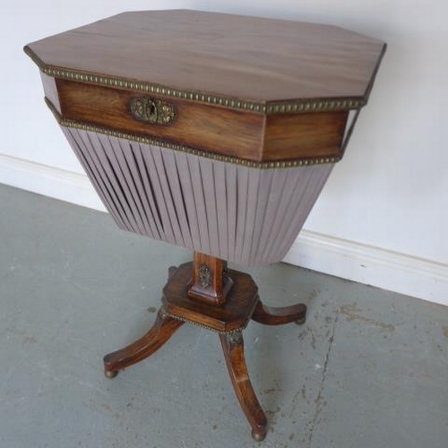 569 - A 19th century rosewood sewing box with brass fittings