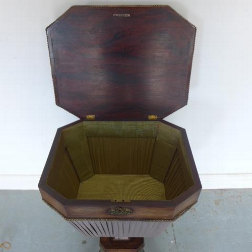 569 - A 19th century rosewood sewing box with brass fittings