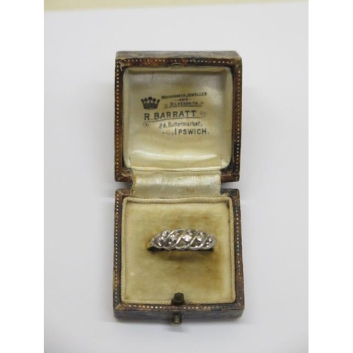 10 - An 18ct gold five stone diamond ring size S - approx weight 3 grams - some wear but generally good, ... 