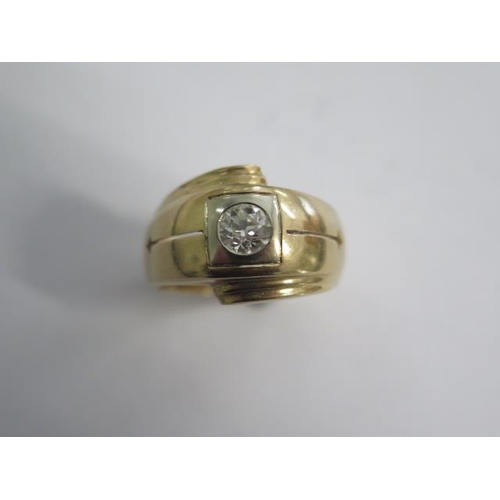 106 - A 14ct yellow gold solitaire diamond ring size O - approx weight 7.7 grams - diamond approx 0.40ct -... 