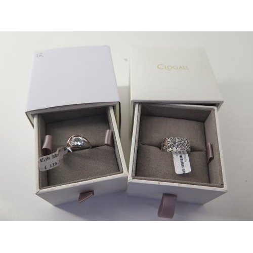 113 - A Clogau silver serenade ring  and a Clogau silver Kensington ring sizes M and N - ex jewellers stoc... 