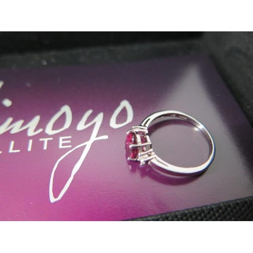 121 - An 18k Shimoyo Rubellite and diamond white gold ring size N - approx weight 2.2 grams - almost unwor... 