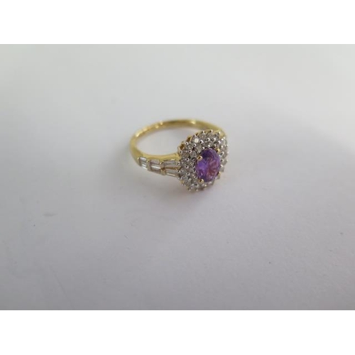 127 - An Iliana 18k yellow gold Madagascar purple sapphire and diamond ring size O - approx weight 4.6 gra... 