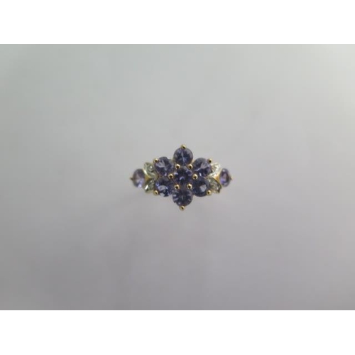 128 - A 9k Tibetan Kyanite and diamond gold ring size Q - approx weight 2.4 grams - almost unworn conditio... 