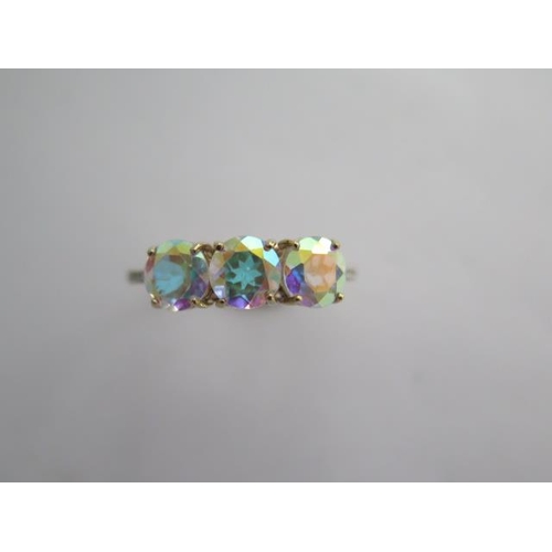 131 - A 9k moonlight topaz and diamond yellow gold ring size Q - approx weight 3 grams - almost unworn con... 