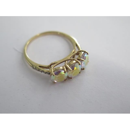 131 - A 9k moonlight topaz and diamond yellow gold ring size Q - approx weight 3 grams - almost unworn con... 