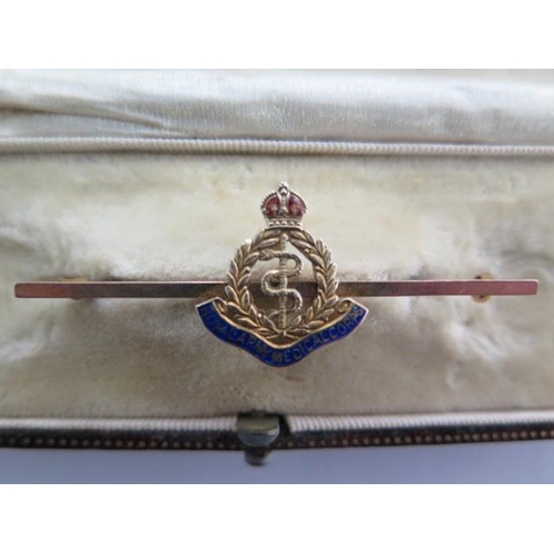 139A - Two 9ct gold and enamel Royal Army Medical Corp sweetheart brooches - approx weight 6.7 grams