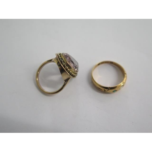 145A - A 9ct yellow gold amethyst ring size J/K - approx weight 4.6 grams - and an 18ct ring approx weight ... 