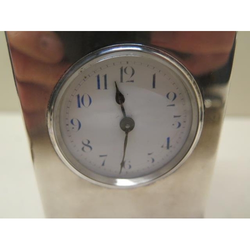 154A - A silver plated Liberty Carriage clock with a blue and white enamel dial - Height 13cm with handle u... 