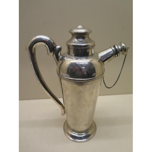 170 - A white metal cocktail shaker - Height 26cm - no hallmarks, surface tests as silver - approx weight ... 