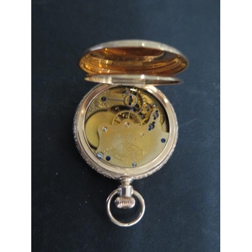 203 - A 14ct yellow gold Waltham top wind pocket watch - 36mm case, gold dust cover, approx weight 40 gram... 