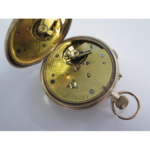 225 - An Antique 9ct Rose Gold Centre Second Chronograph Pocket Watch, (sometimes known as a Doctors Watch... 