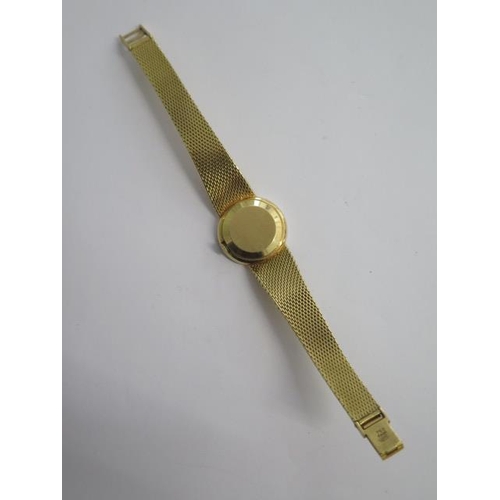 231 - A ladies 18ct yellow gold Rolex 1400 calibre manual wind bracelet wristwatch with diamond set bezel ... 