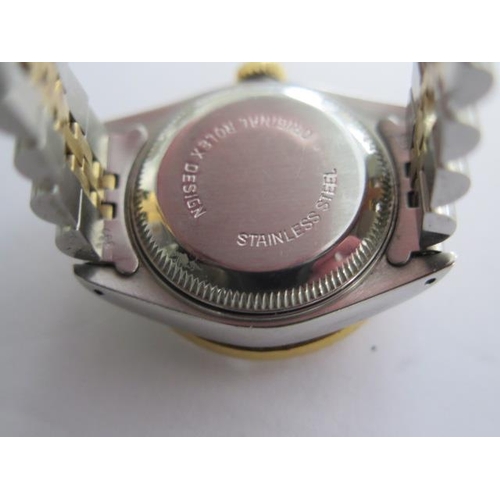 232 - A ladies 1991 Rolex Oyster Perpetual Datejust bi metal bracelet wristwatch with diamond set bezel an... 