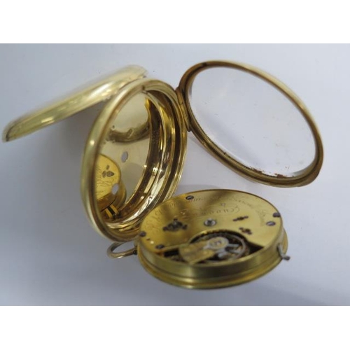 235 - An 18ct yellow gold open face key wind pocket watch, the movement signed Bowmans London no 2863 - 50... 