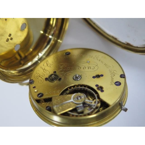 235 - An 18ct yellow gold open face key wind pocket watch, the movement signed Bowmans London no 2863 - 50... 