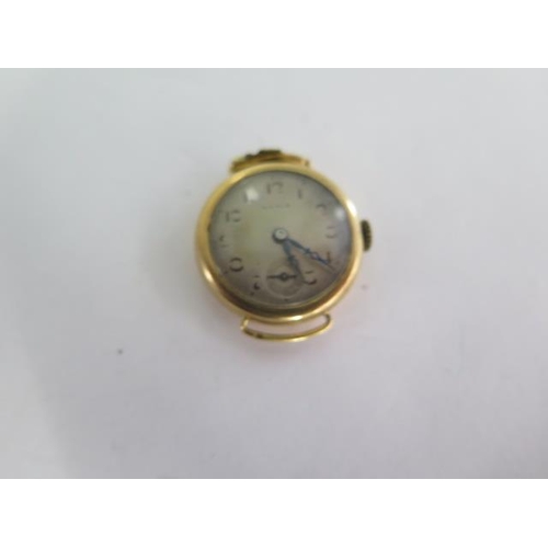 238B - A 9ct yellow gold manual wind ladies wristwatch on a leather strap - running - total weight approx 1... 