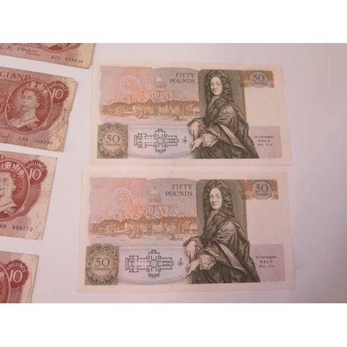 250 - Two consecutive £50 notes Elizabeth II Shakespeare D.H.F. Somerset A01 332590/1 - good condition - o... 