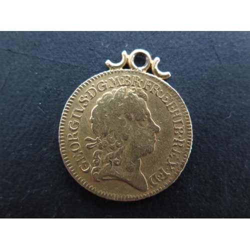 264 - A George I gold Guinea coin dated 1720 with a soldered mount - approx weight 8.3 grams