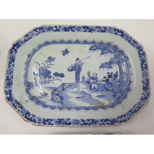 329 - A pair of 19th century Chinese blue and white plates - Width 23cm - and two graduating serving plate... 